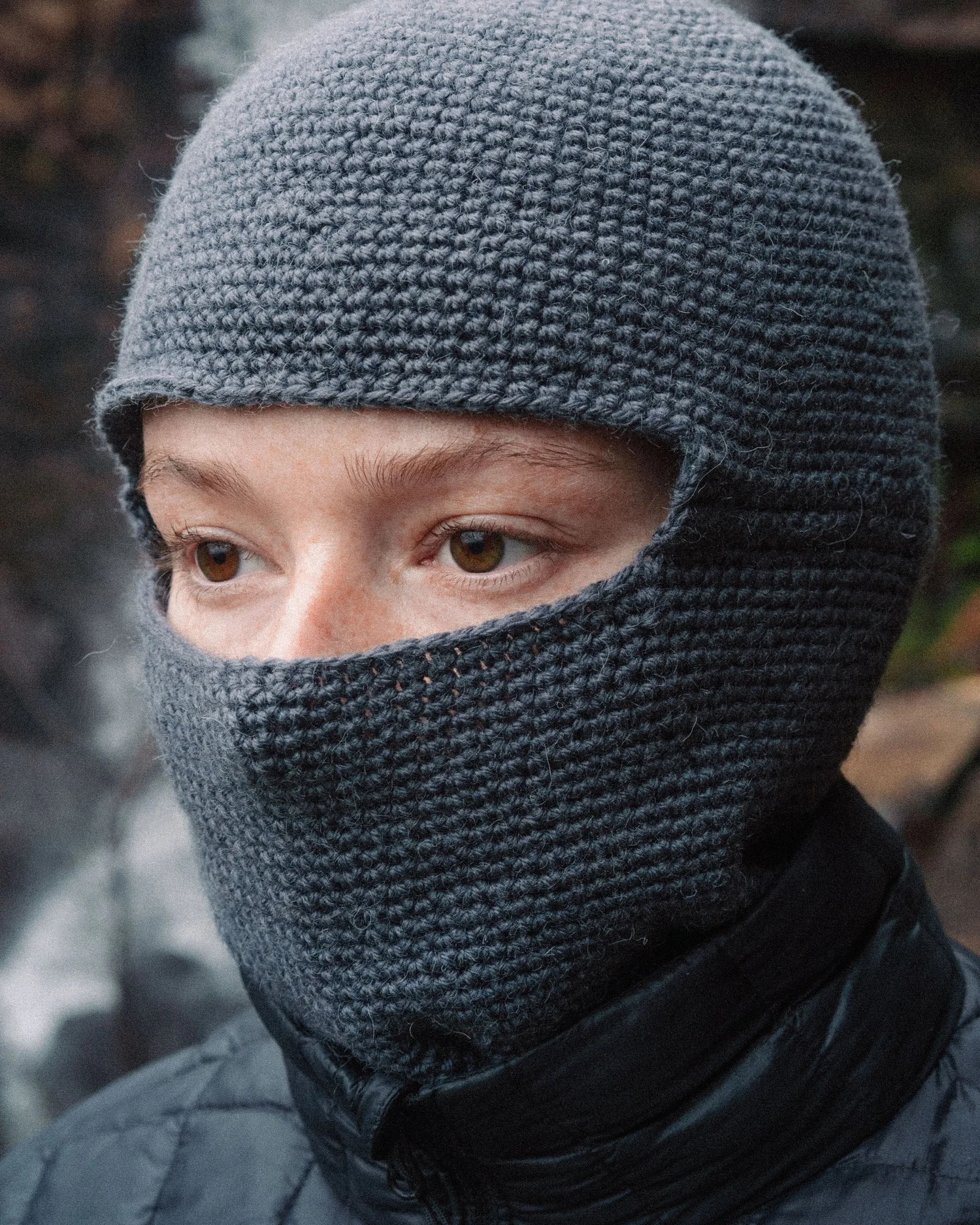 Storm Grey Oda Balaclava — Clara Knitwear